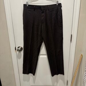 Unbranded Mens Dress Pants Pinstripe Dark Brown 35x27